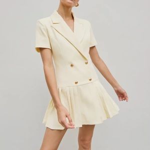 Cider Collar Pleated button down blazer dress